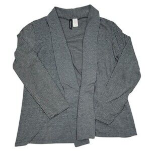 Jason Maxwell Open Cardigan Large Petite Gray Sweater‎ Shawl Collar Made in USA